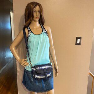 Tory Burch Nylon Tie-Dye Crossbody Bag Blue/White "Scout"